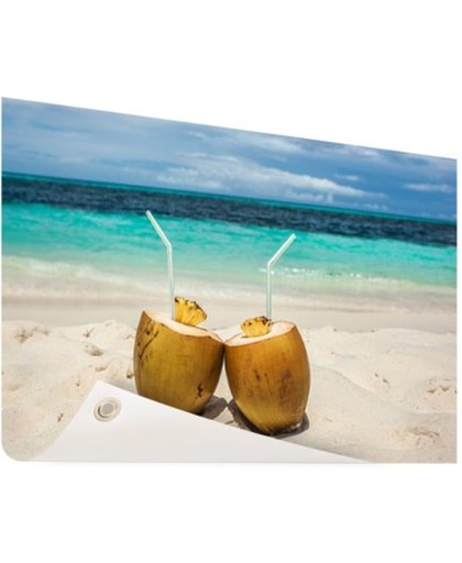 FotoCadeau.nl - Kokosnoten Caribisch strand Tuinposter 120x80 cm - Foto op Tuinposter (tuin decoratie)