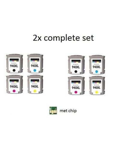 Merkloos   Inktcartridge / Alternatief voor de HP 940XL 2x complete set Inktcartridge inktmedia huismerk BK, C, M,Y Cartridge