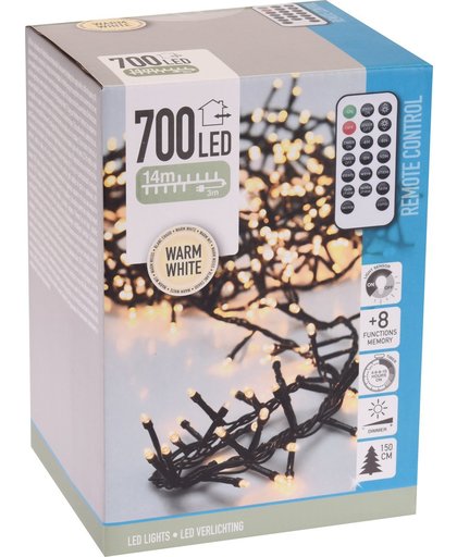 Kerst Clusterverlichting Warm Wit 700 LED met afstandsbediening