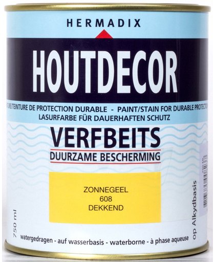 Hermadix Houtdecor verfbeits zonnegeel 608 750 ml