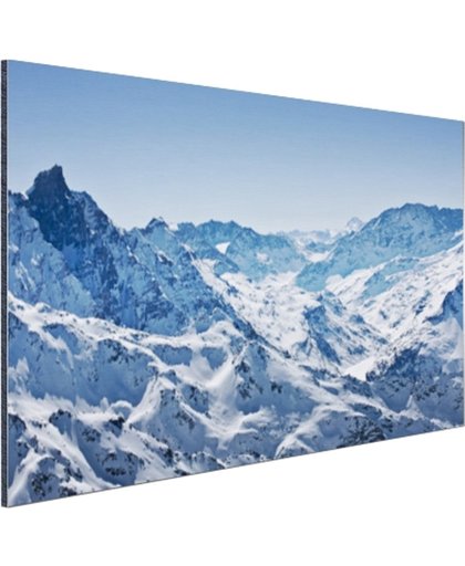 FotoCadeau.nl - Besneeuwde bergen in de winter Aluminium 30x20 cm - Foto print op Aluminium (metaal wanddecoratie)