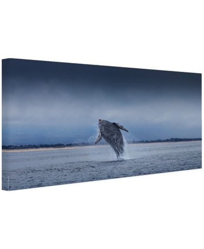 FotoCadeau.nl - Brede foto van springende walvis Canvas 30x20 cm - Foto print op Canvas schilderij (Wanddecoratie)