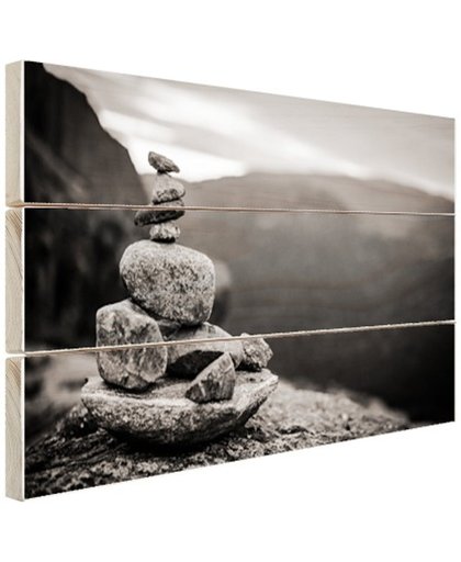 FotoCadeau.nl - Balancerende stenen in Noorwegen Hout 120x80 cm - Foto print op Hout (Wanddecoratie)