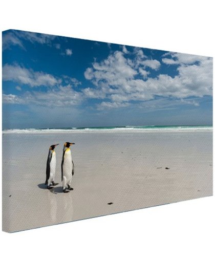 FotoCadeau.nl - Koningspinguins op het strand Canvas 60x40 cm - Foto print op Canvas schilderij (Wanddecoratie)