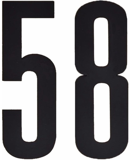 Cijfer sticker 58 zwart 10 cm - klikocijfers / losse plakcijfers