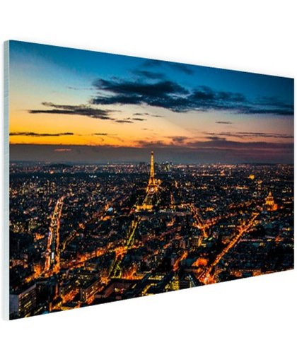 FotoCadeau.nl - Skyline parijs bij nacht Glas 120x80 cm - Foto print op Glas (Plexiglas wanddecoratie)