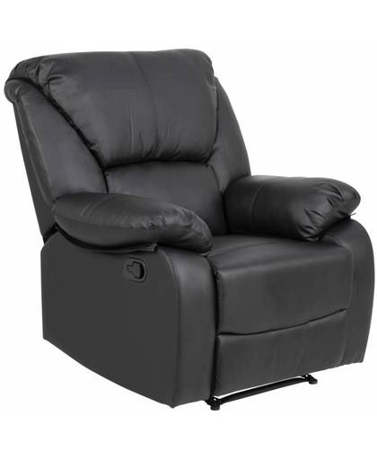 Hioshop Hela fauteuil in zwart kunstleder met verstelbare rugleuning