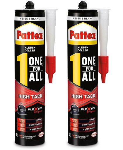 Pattex One for all - High Tack - Wit/Blanc - Voordeelpack 2x 460 gram - Monteren en afdichten - Montagekit