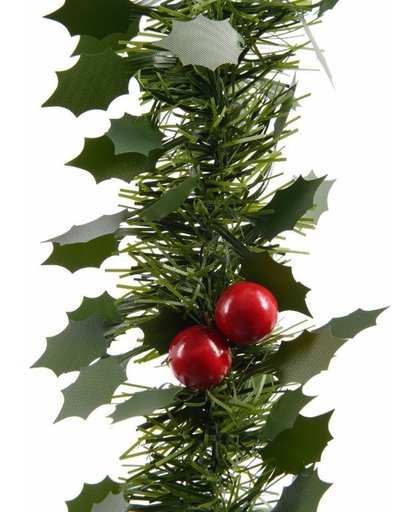 2x Kerstslinger guirlande/ dennen slinger groen hulst 270 cm