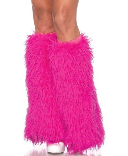"Luxe beenwarmers met roze haren - Verkleedattribuut - One size"