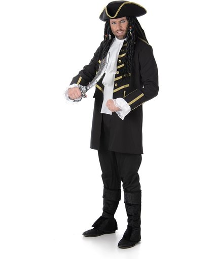 Zwart en goudkleurig piratenkostuum voor mannen - Verkleedkleding - Medium
