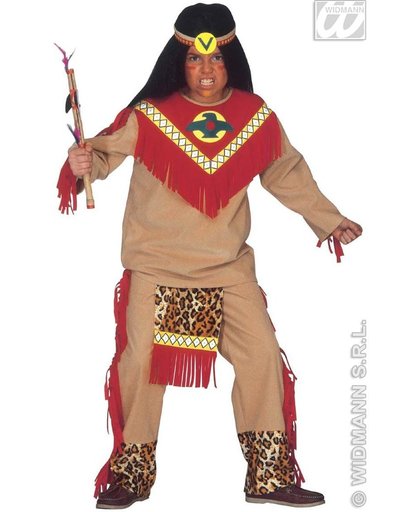Indiaan Kostuum | Chief Indiaan Raging Bull Kind Kostuum Jongen | Maat 128 | Carnaval kostuum | Verkleedkleding