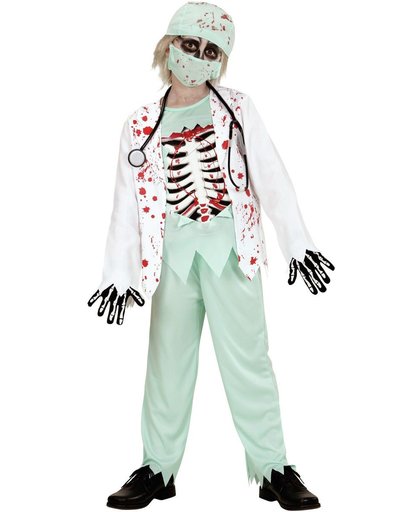 Zombie Kostuum | Skelet Zombie Dokter | Jongen | Maat 140 | Halloween | Verkleedkleding