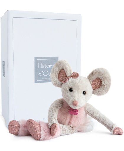 knuffel muis, muizen knuffel, muizen knuffel met glitters, Dou Dou et Compagnie, 37 cm