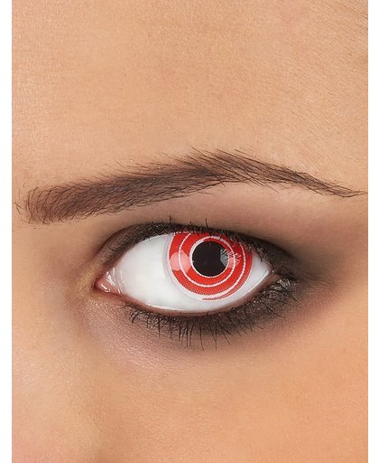 Fantasie contactlenzen rode en witte spiralen voor volwassenen - Schmink - One size