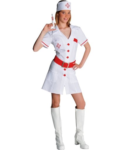 Zusterpakje voor meisjes maat 134-140 - Zuster verpleegster verkleedkleding jurkje, riem en zusterkapje