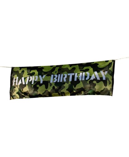 Camouflage banner \happy birthday\ - Feestdecoratievoorwerp - One size