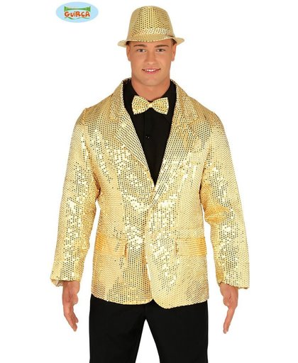 Luxe goudkleurige disco jasje met lovertjes voor mannen - Verkleedkleding