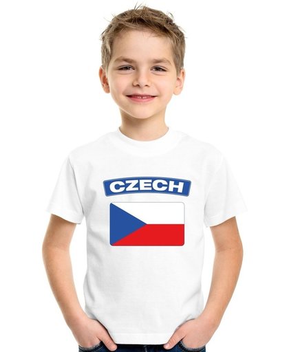 Tsjechie t-shirt met Tsjechische vlag wit kinderen XS (110-116)