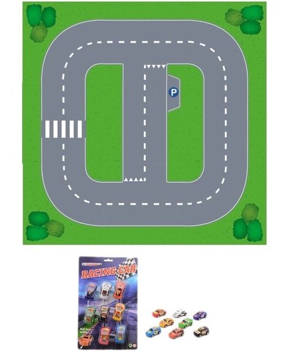 Speelgoed stratenplan wegplaten basis set karton met auto speelsetje - Kartonnen DIY wegen speelkleed