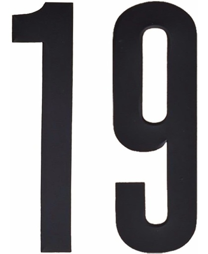 Cijfer sticker 19 zwart 10 cm - klikocijfers / losse plakcijfers
