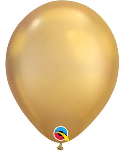 Qualatex Chrome Goud Rond Ballon 28cm, 100 stuks