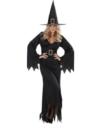 Heks & Spider Lady & Voodoo & Duistere Religie Kostuum | Elegante Heks Black Witch Kostuum Vrouw | Medium | Halloween | Verkleedkleding