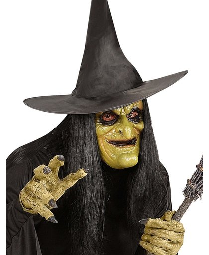 "Heksen masker met haren voor kinderen Halloween  - Verkleedmasker - One size"