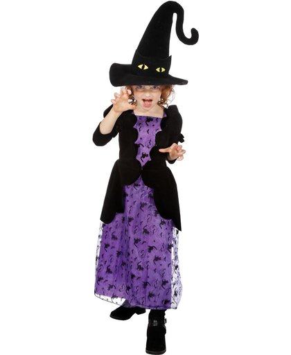Heksen jurk paars met hoed voor kind maat 140