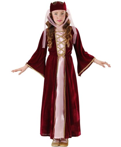 Koning Prins & Adel Kostuum | Middeleeuwse Koningin Met Kroontje Kind | Meisje | Maat 140 | Carnaval kostuum | Verkleedkleding