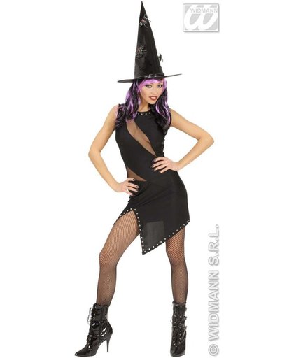 Heks & Spider Lady & Voodoo & Duistere Religie Kostuum | Zwarte Jurk Voor Heks Of Rocker Rock Witch Kostuum Vrouw | Medium | Halloween | Verkleedkleding