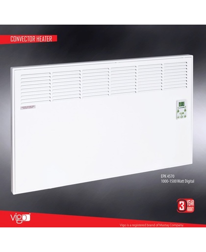 Vigo elektrische verwarming 1000 watt wit digitaal