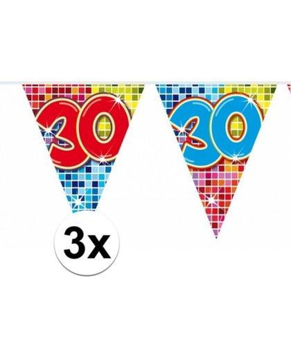 3x Mini vlaggenlijn / slinger - verjaardag 30  jaar - 300 cm