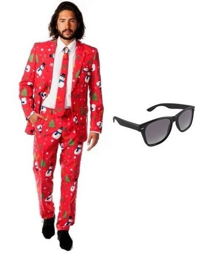 Heren kostuum / pak met kerst print maat 52 (XL) - met gratis zonnebril
