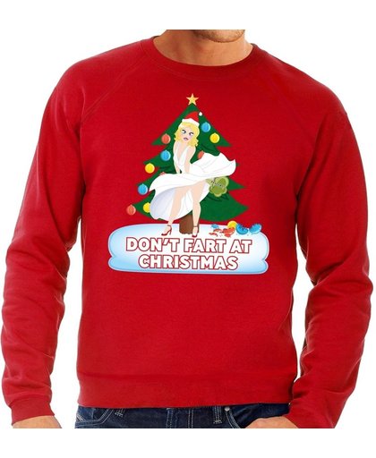 Foute kersttrui / sweater rood - Marilyn Monroe - Dont Fart at Christmas L (52)