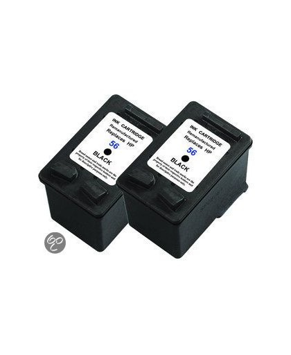 Merkloos   Inktcartridge / Alternatief voor de HP 56 XL inktcartridge C6656AE zwart 25 ml 2 stuks Cartridge