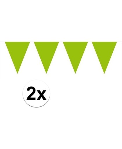 2x Mini vlaggenlijn / slinger - lime groen -  300 cm