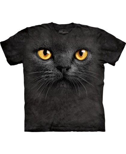 T-shirt zwarte kat met gele ogen S