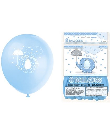 "Olifant" ballonnen voor Baby Shower 8 stuks - Blauw