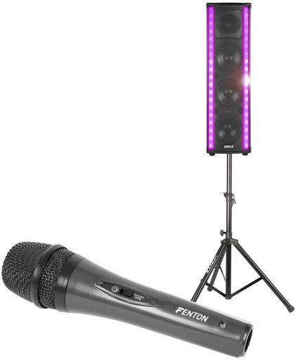 Vonyx karaokeset met LM65 LightMotion Bluetooth luidspreker, speakerstandaard & microfoon