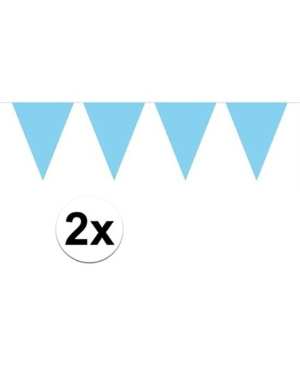 2x Mini vlaggenlijn / slinger -  baby blauw -  300 cm