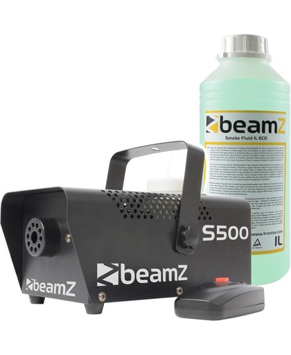BeamZ S500 metalen rookmachine met 1250ml rookvloeistof en ophangbeugel