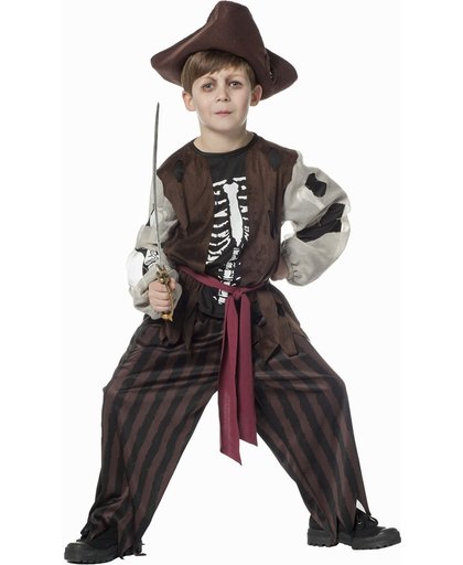 Piraat & Viking Kostuum | Creepy Piraat Met Geraamte | Jongen | Maat 128 | Carnaval kostuum | Verkleedkleding