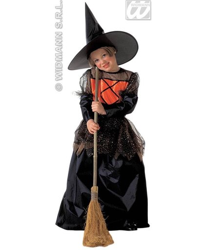 Heks & Spider Lady & Voodoo & Duistere Religie Kostuum | Middeleeuwse Kleine Heks Kostuum Meisje | Maat 140 | Halloween | Verkleedkleding