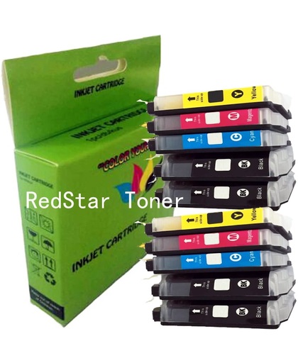 10 Pack Compatible Brother LC1240 BK*4/C*2/M*2/Y*2 inktcartridges, 10 pak. 4 zwart, 2 cyaan, 2 magenta, 2 geel
