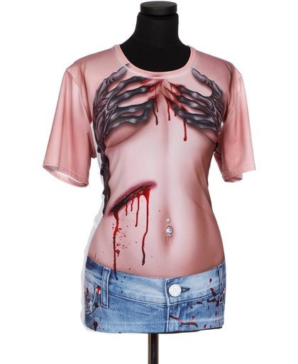Shirt met print zombie hands voor dame maat M