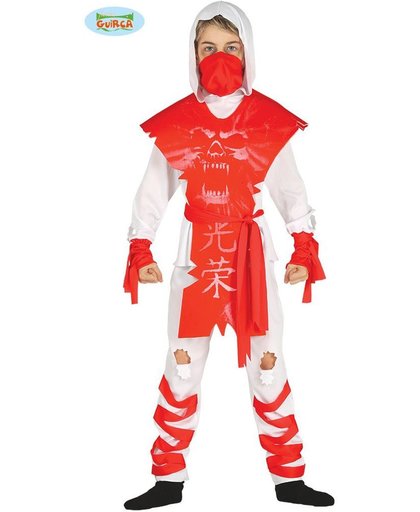 Ninja & Samurai Kostuum | Keiharde Rode Ninja | Jongen | 10 - 12 jaar | Carnaval kostuum | Verkleedkleding
