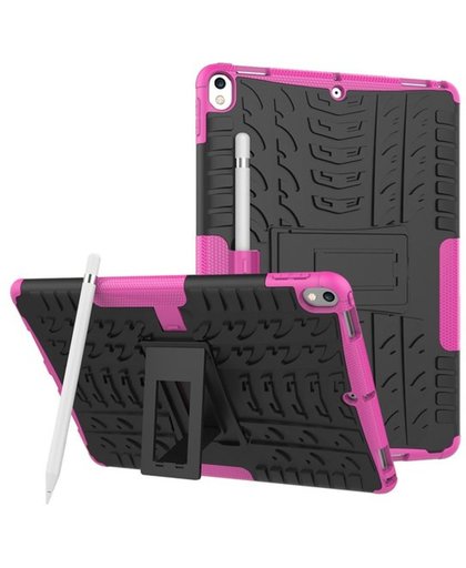 GadgetBay Hybride TPU Polycarbonaat iPad Pro 10.5 inch case - Roze Profiel reliëf Standaard