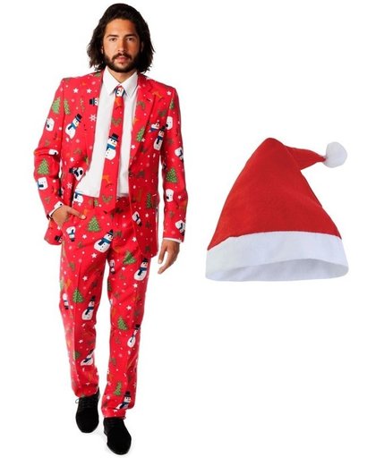 Kerst Opposuits Christmaster kostuum rood voor heren - maat 50 (L)