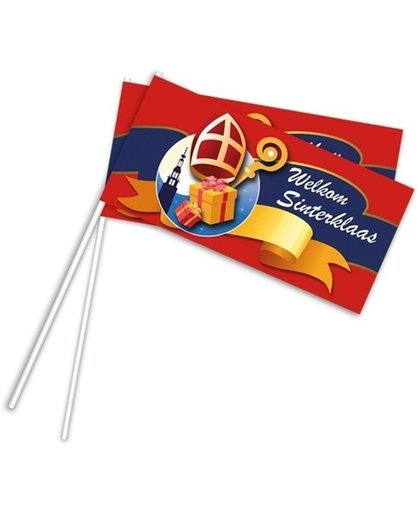 8 x Welkom Sinterklaas zwaaivlaggetjes - Sinterklaas vlaggetjes